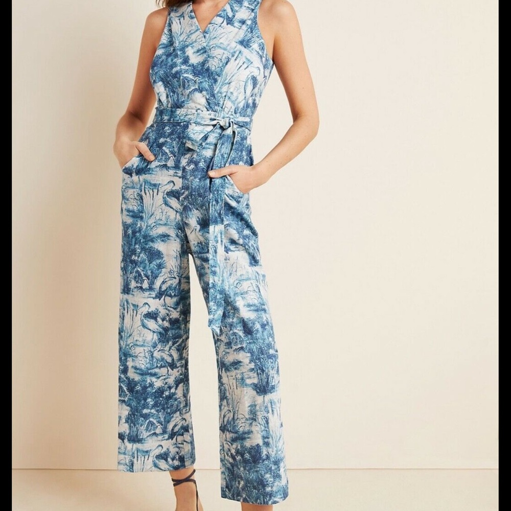 Anthropologie Eva Franco landscape Linen jumpsuit